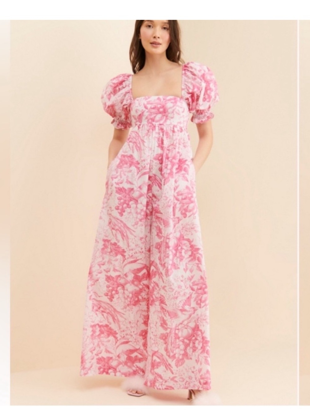SELKIE The Hamptons Toile Babydoll Jumpsuit